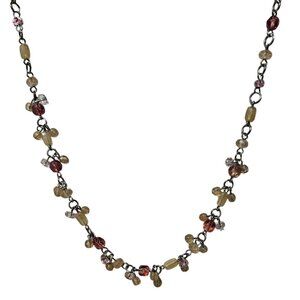 Elegant Beaded Chain Necklace Pink Beige Crystal Beads Statement Fashion Jewelry